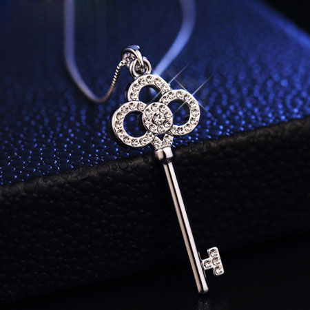 Sterlingsilber-Halskette Schlüssel zu meinem Herzen mit Zirkonia-Stein